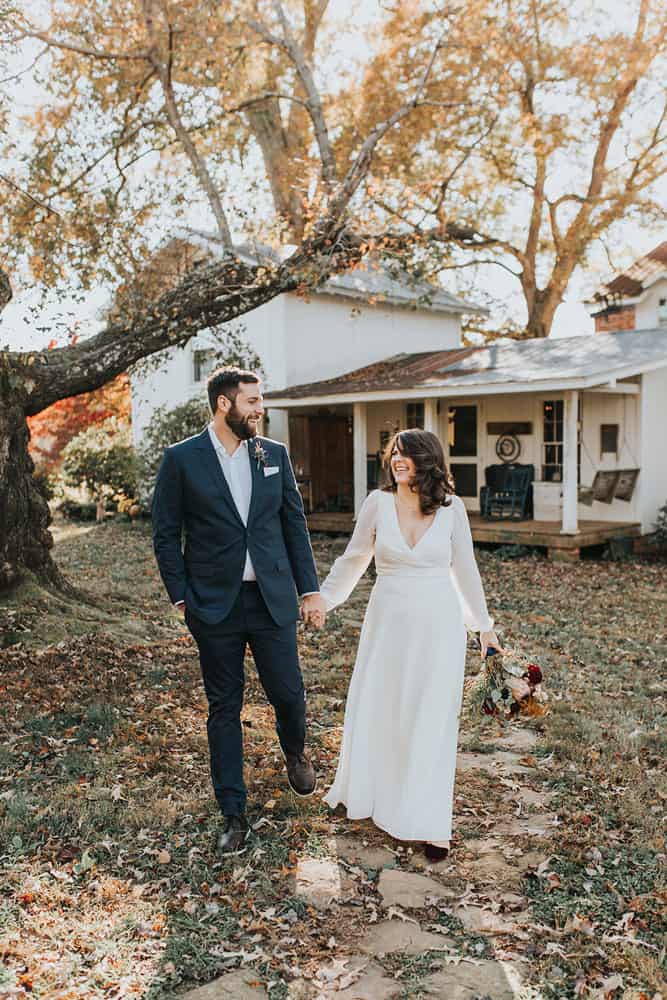 couple getting married in woods