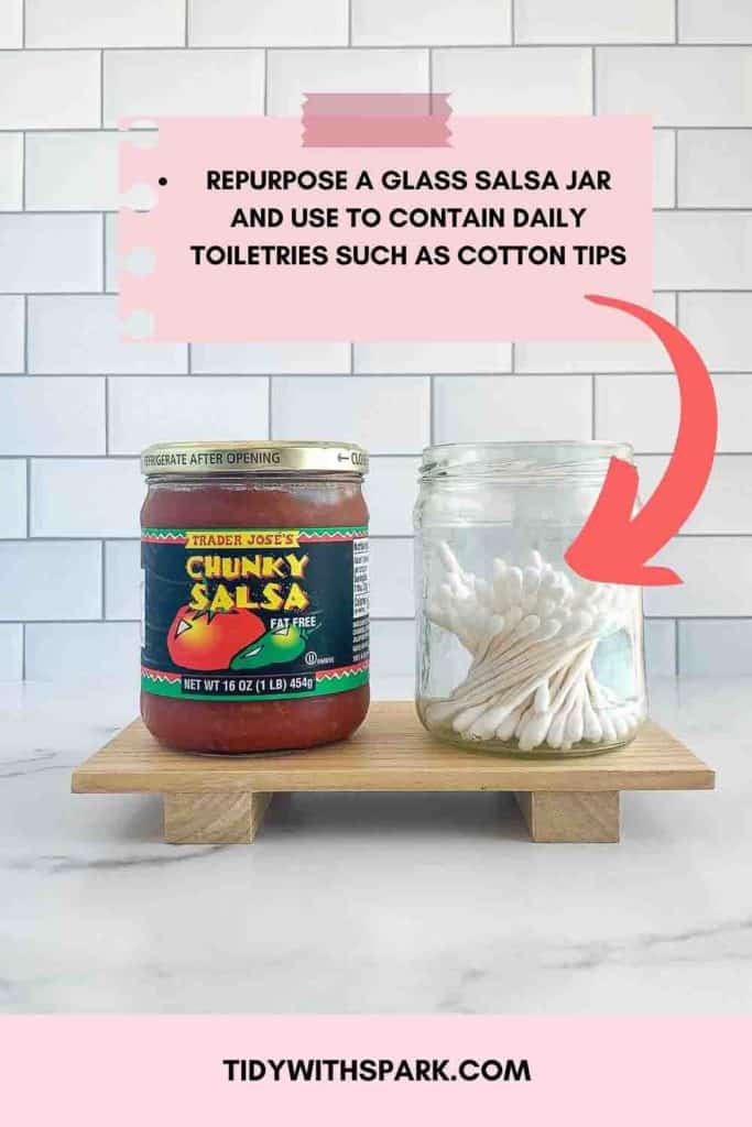 Repurposed Salsa Jars with cotton tips