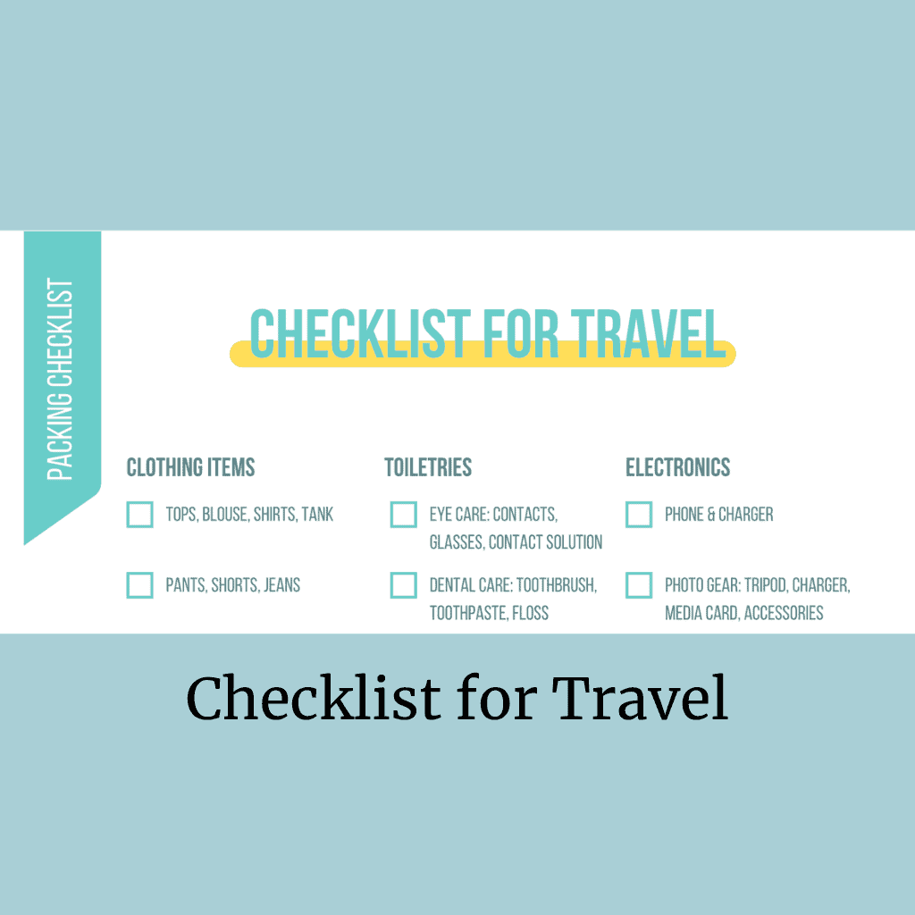 Checklist for travel