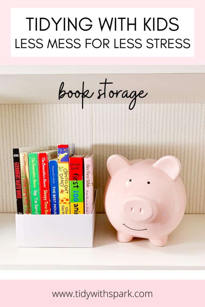 Tidying with Kids book storage before