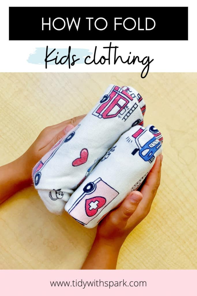 Tidying with Kids folding clothing