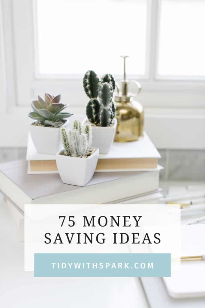 Succulents on desk on top of books 75 Money Saving Ideas