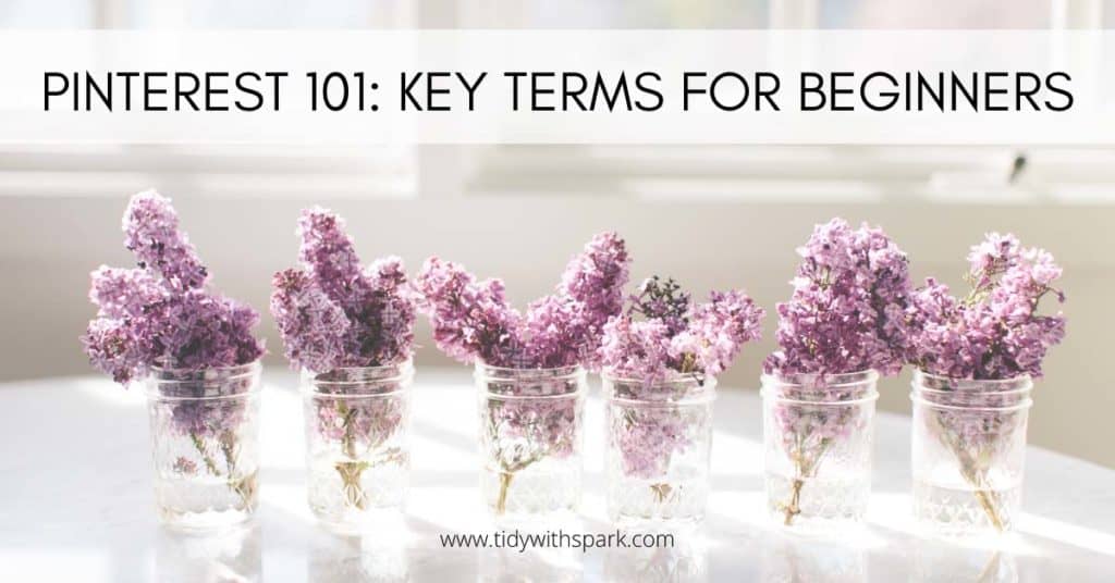 Pinterest 101 key terms for beginners blog thumbnail image for tidy with spark blog
