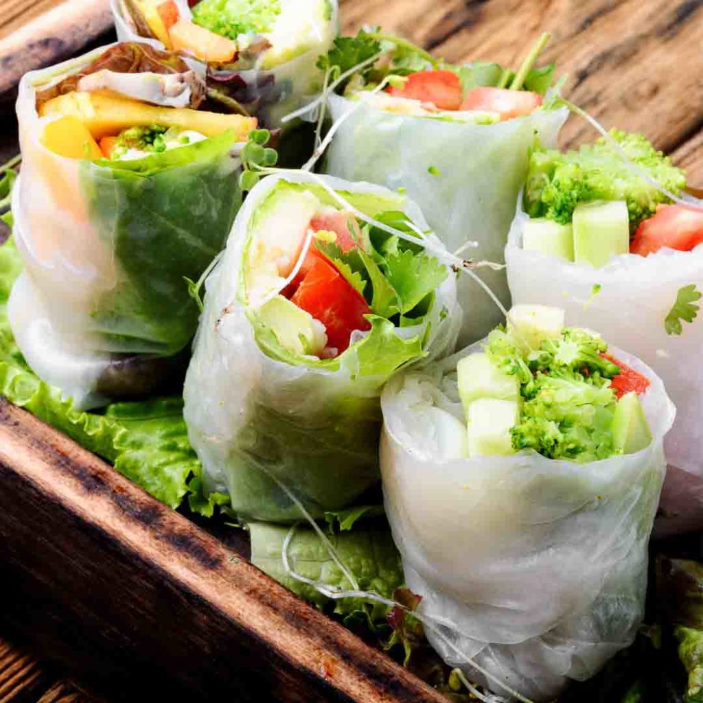 spring rolls on table