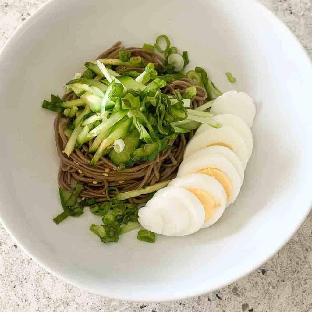 asian soba noodles in bowl