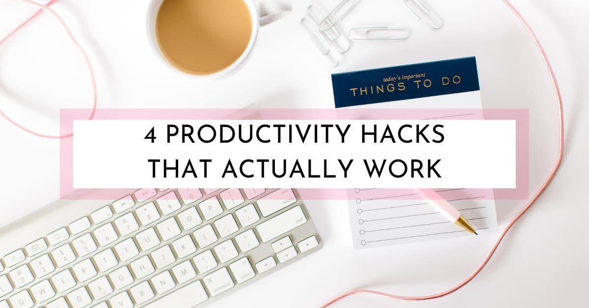 4 productivity hacks that actually work image of keyboard and notes with coffee