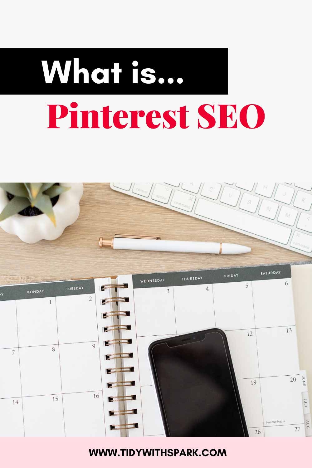 Pinterest keyword research blog promotional image for tidy with spark blog