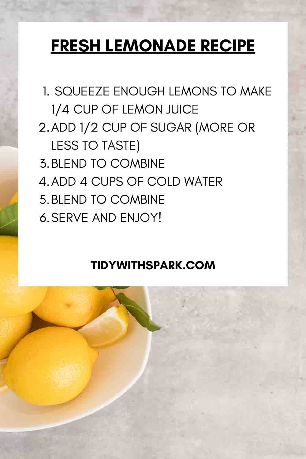 fresh lemonade recipe instructions