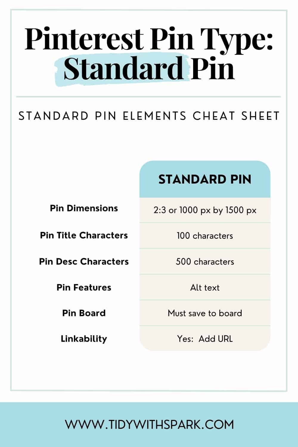 Promotional image for Pinterest Pin Types post for tidy with spark blog