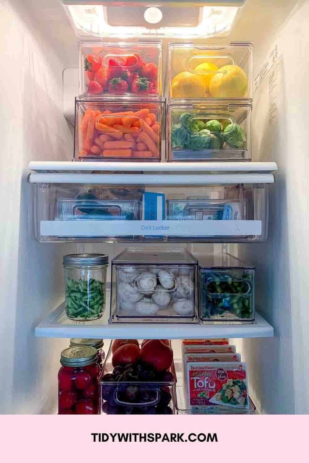 aesthetic fridge restock and organization using food storage containers