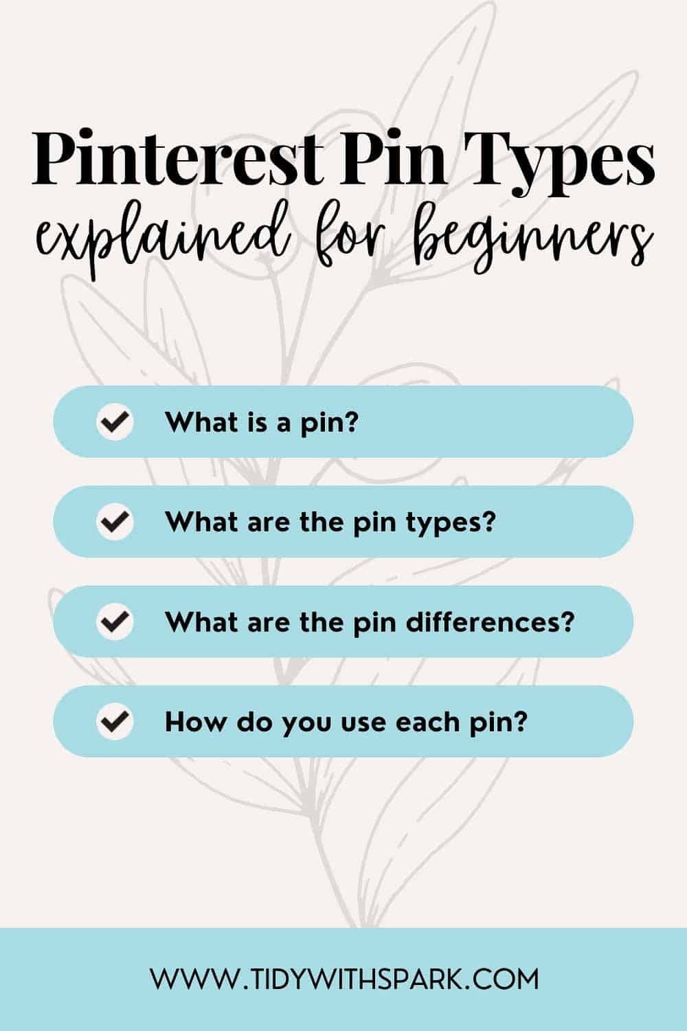 Promotional image for Pinterest Pin Types post for tidy with spark blog