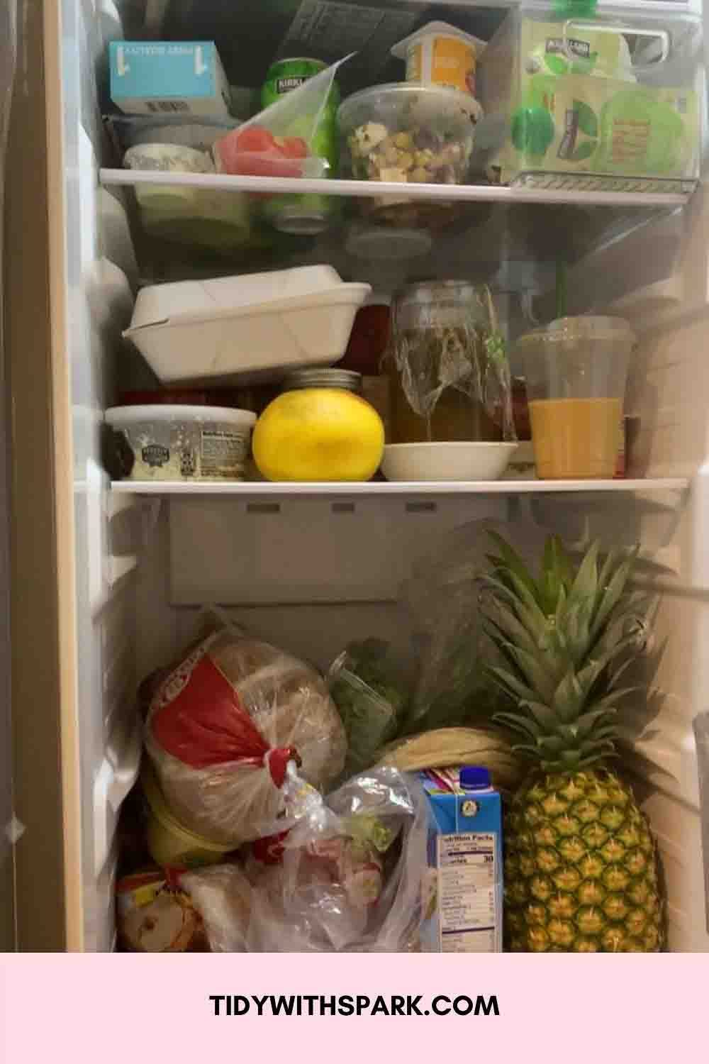 Fridge restock and organization before image