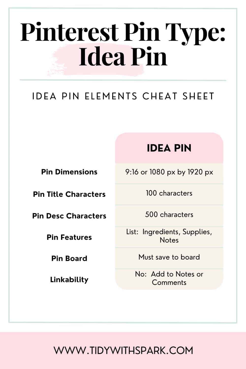 Promotional image for Pinterest Pin Types post for tidy with spark blog