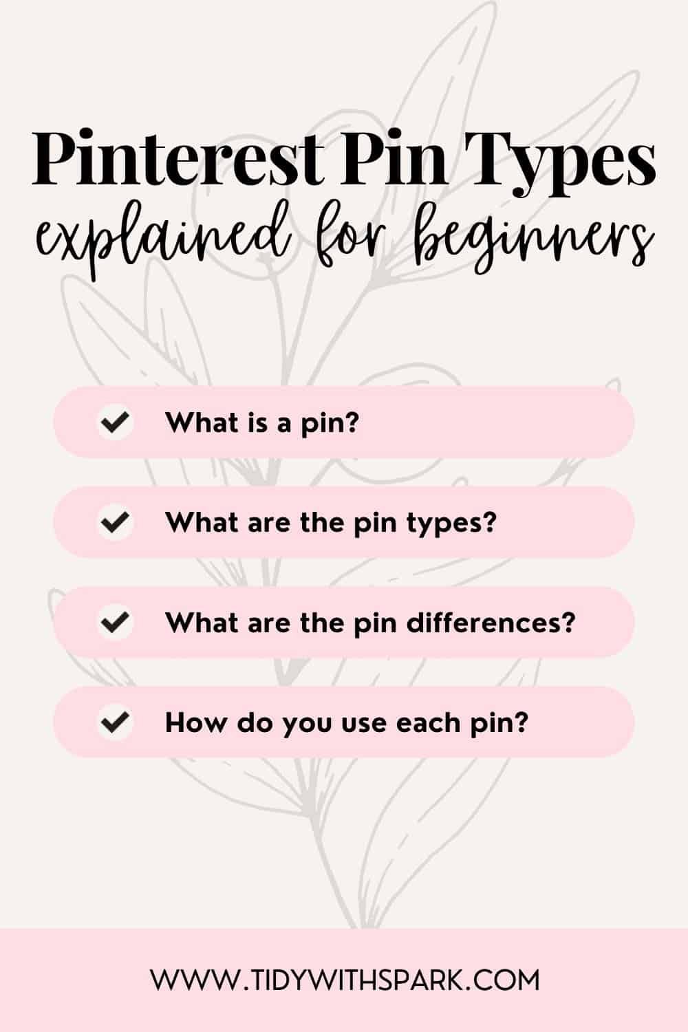 Promotional image for Pinterest Pin Types post for tidy with spark blog