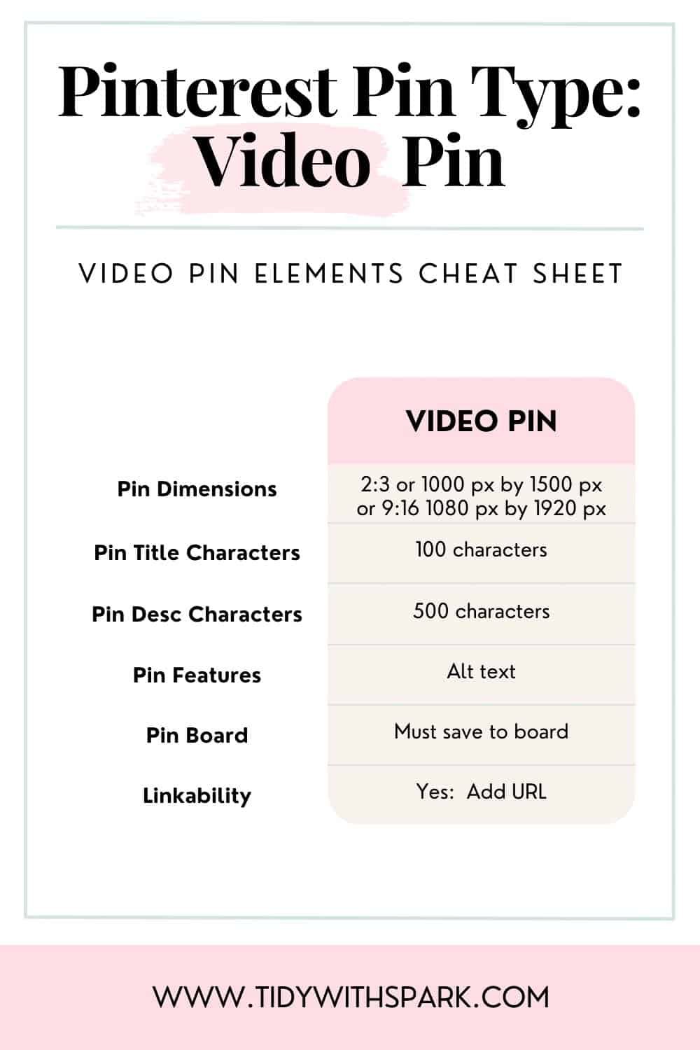 Promotional image for Pinterest Pin Types post for tidy with spark blog