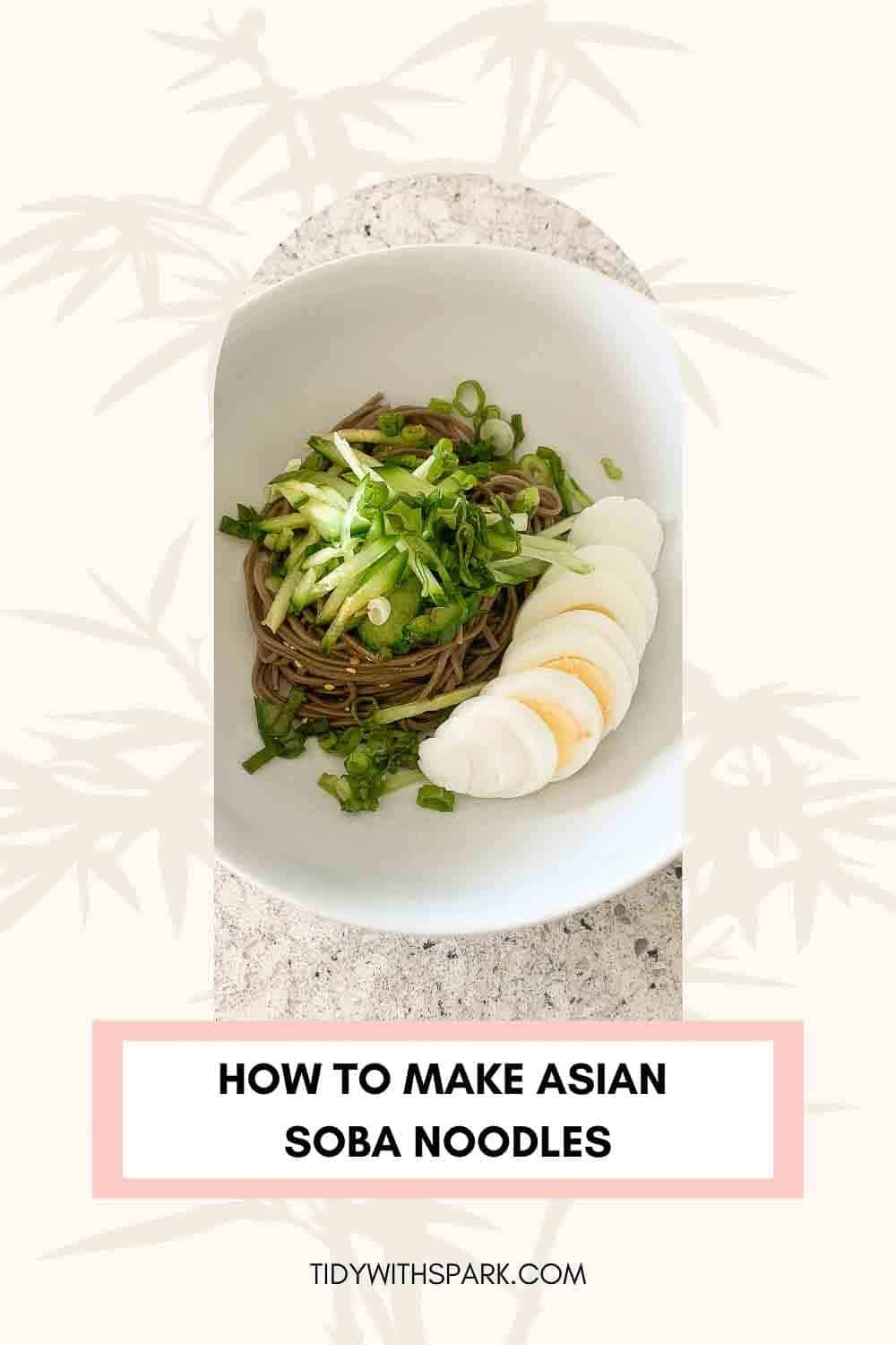 asian soba noodles in bowl