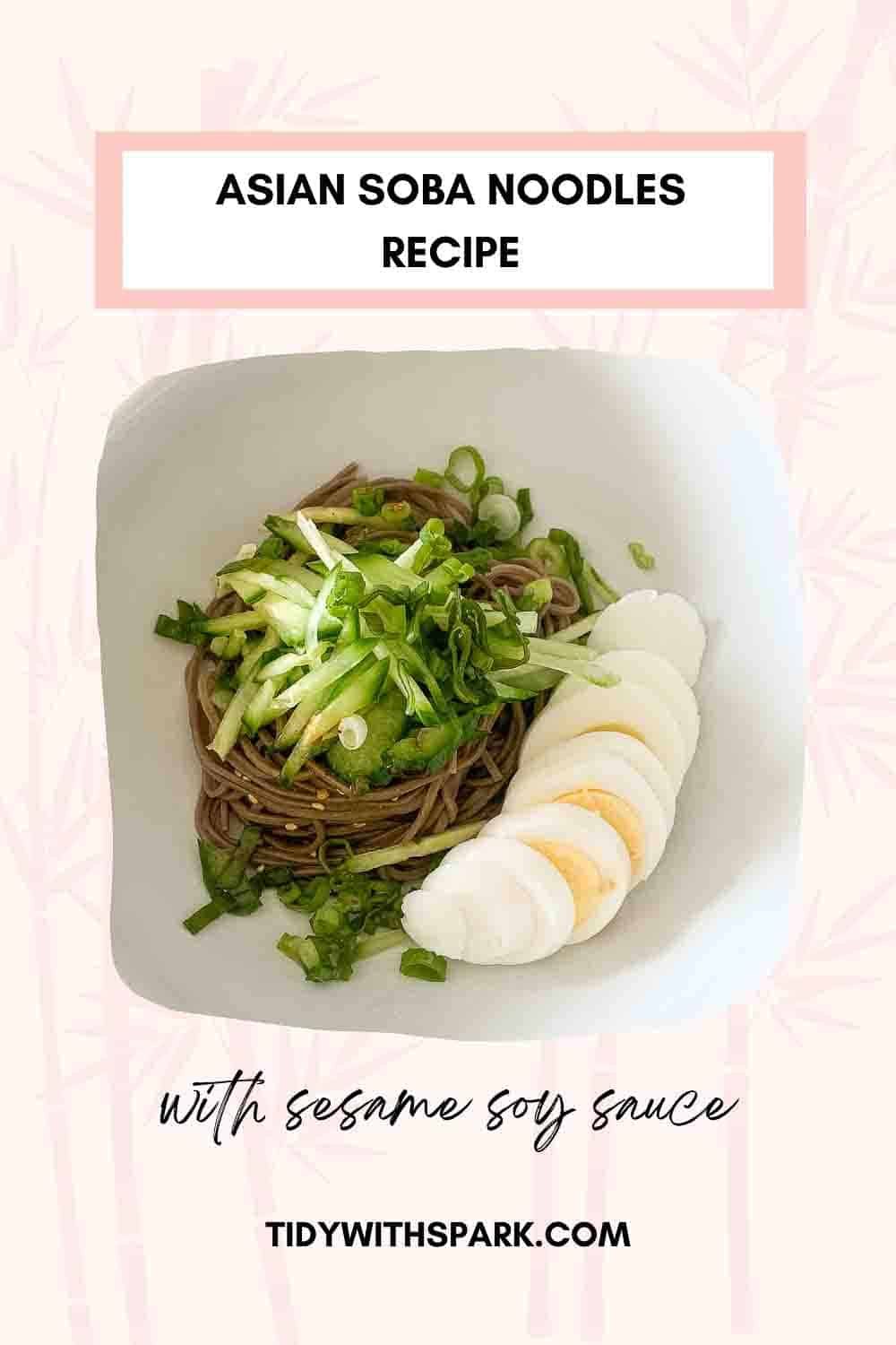 asian soba noodles in bowl