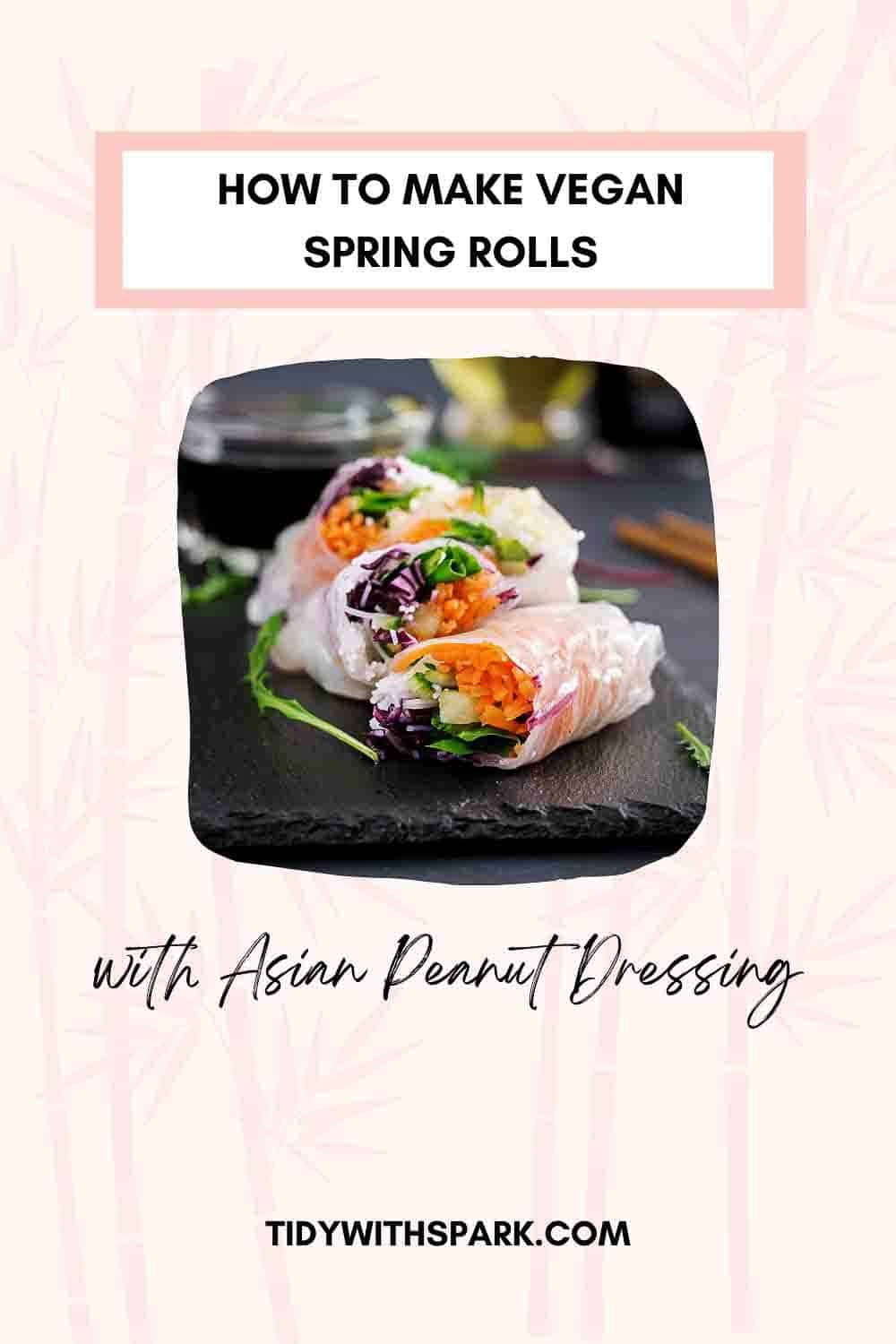 Vegan spring rolls with asian peanut sauce